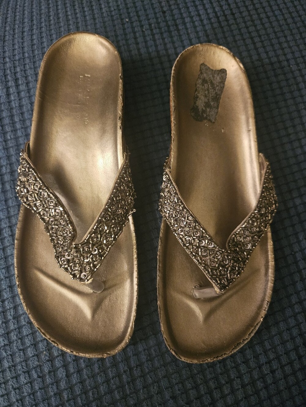 Mila Paoli Women's Metallic Beaded Sandal Bronze Size 7